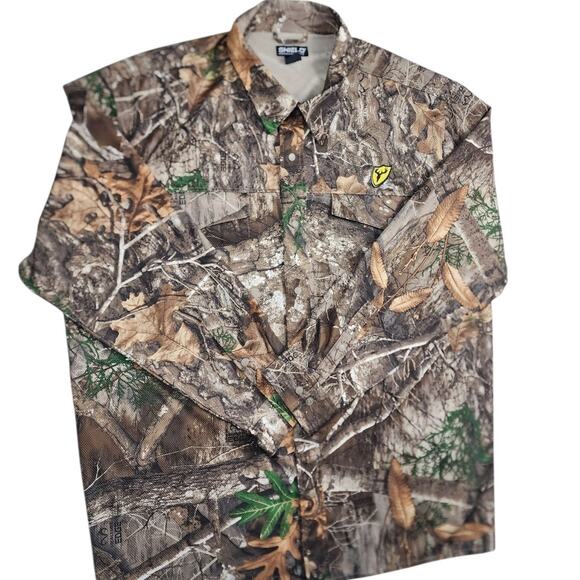 Shield Series Men 2XL Camo Hunting Shirt Long Sleeve Button Up Realtree Edge Top - Picture 2 of 15